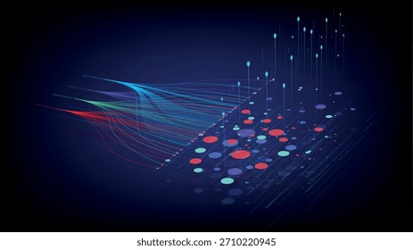 Ilustração do conceito de IA mostrando o afundamento de dados em uma estrutura cerebral de rede neural. Perfeito para aprendizagem de máquina e projetos de aprendizagem profunda.