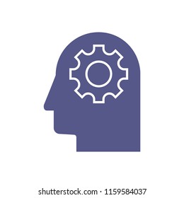 AI concept logo. Head and gear. Vector logo for web, sites, ui and other