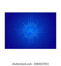 AI concept on dark blue background. round electronic designs and artificial intelligence