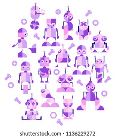 AI concept. Robot fun. Innovation pattern background, cartoon, illustration, clip art, vector