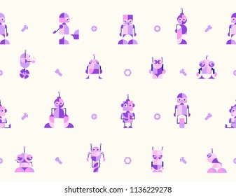 AI concept. Robot fun. Innovation pattern background, cartoon, illustration, clip art, vector