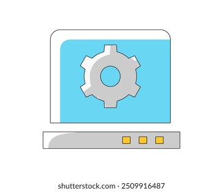 AI Config Vector Stock. Configuración del equipo o Foto de stock del dispositivo del equipo del servidor. Inteligencia artificial