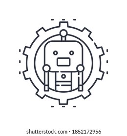 Ai-Konfigurationssymbol, lineare einzelne Illustration, dünne Linie, Webdesign-Zeichen, Umrisssymbol mit bearbeitbarem Strich auf weißem Hintergrund.