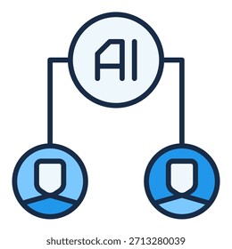 AI Connection with People vector Artificial Intelligence concept colored icon or sign in outline style