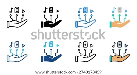 AI Content Creation icons set multiple style collection. Editable stroke 

