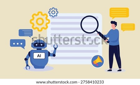 In an AI content creation workspace, an SEO analyst engages with a chatbot to produce text material that is optimized for digital marketing and brand citations