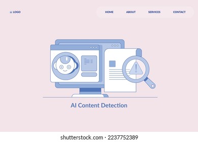 AI content detection, Search engine identifying AI content, AI content detection tool concept - Vector illustration landing page template