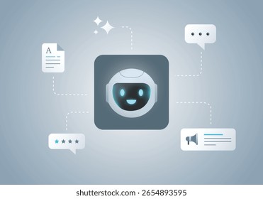 AI Content Generator, Artificial intelligence writer bot concept, AI Developing content for ecommerce websites, articles, advertising, chatbots. AI driven digital marketing, social media service