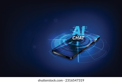  AI Content Generator. Chatbot-Technologie, isometrisch. Technik und Technik. AI-Chat-Bot auf der Grundlage künstlicher Intelligenz und neuronaler Netzwerke. Online-Trainingsbanner.