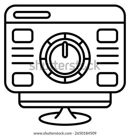 AI control panel icon represented by monitor,dashboard,description,control Line style.
