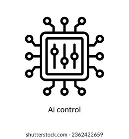 Ilustración de diseño de iconos de contorno vectorial de control de Ai. Símbolo de inteligencia artificial sobre fondo blanco archivo EPS 10
