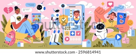 AI Co-Parent concept. The intersection of technology and parenting engages users with digital tools for support, communication, and monitoring. It captures the blend of tech-driven parenting