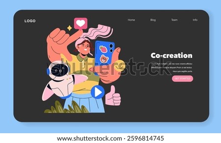 AI co-parenting facilitates collaborative growth, showcasing a seamless interaction between humans and technology. This illustration emphasizes partnership and engagement in digital companionship
