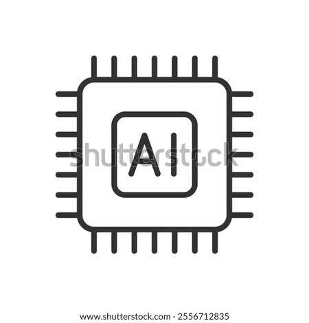 AI Core, icon in line design. AI, core, artificial, intelligence, technology, center, hub on white background vector. AI Core editable stroke icon