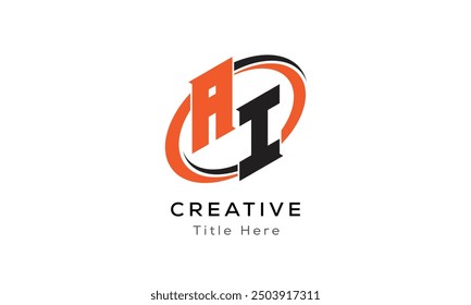 AI creative letter logo with circle area. Initial letter AI linked circle uppercase monogram logo. AI initial letter logo vector design.
