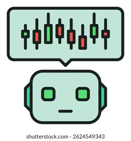 AI Cryptocurrency Trading Bot con concepto de Vector de gráfico de velas icono o signo de color