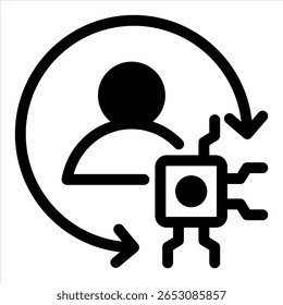 AI Customer Concept Black Icon Vector Illustration