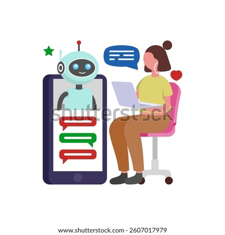 AI Customer Service Conversation Vector Illustration