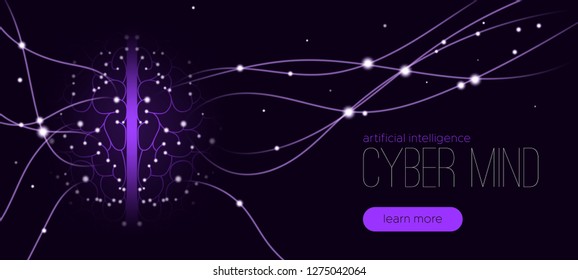 AI, Cyber Mind and Digital Technology. Big Data Analysis, Machine Learning and Artificial Intelligence Concept. Scientific Innovations, AI Development. Business Presentation of Human Brain Analysis.