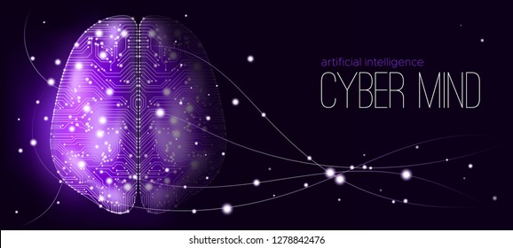 AI, Cyber Mind and Digital Technology. Big Data Analysis, Machine Learning and Artificial Intelligence Concept. Scientific Innovations, AI Development. Business Presentation of Human Brain Analysis.