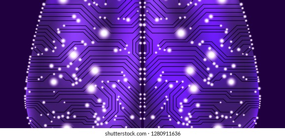 AI, Cyber Mind and Digital Technology. Big Data Analysis, Machine Learning and Artificial Intelligence Concept. Scientific Innovations, AI Development. Business Presentation of Human Brain Analysis.