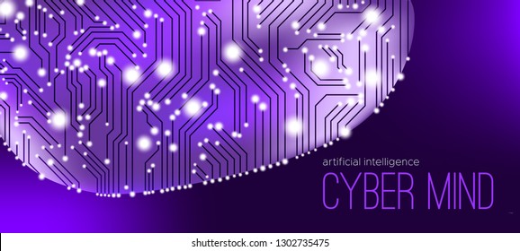 AI, Cyber Mind and Digital Technology. Big Data Analysis, Machine Learning and Artificial Intelligence Concept. Scientific Innovations, AI Development. Business Presentation of Human Brain Analysis.