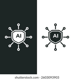 AI Cyber security isolated on white background. Vector illustrations are made with vector-based software.