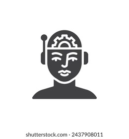 Icono del vector de la cibernética de la IA. signo plano lleno para el concepto móvil y el diseño web. Icono de glifo híbrido ciborg o humano-máquina. Símbolo, ilustración del logotipo. Gráficos vectoriales