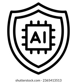 AI and Cybersecurity object illustration icon