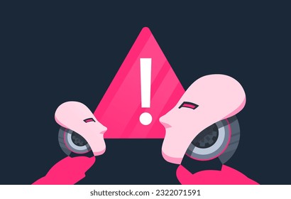 AI Dangers and Potential Risk Warning Vector Concept Illustration Artificial Intelligence Development Malicious Disruption Risk Flat Design