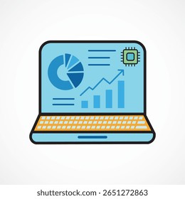 Ícone AI Dashboard - Sistema de análise e monitoramento com ícone de cor de inteligência artificial, ilustração vetorial