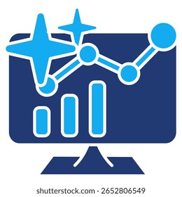 AI Dashboard Symbol dargestellt durch Monitor, Diagramm, Diagramm, ai Dualtone Stil.