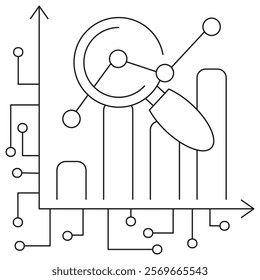 AI Data Chart icon. Simple outline black vector pictogram with thin lines on a transparent background. Line thickness is editable