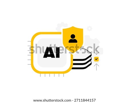 AI data minimization principle icon concept. Secure processing ai data minimization - collect no more data than necessary for privacy-compliant models. 2026 ethics in machine learning illustration