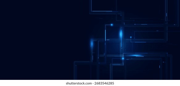 Processamento de dados de IA. Tecnologia futurista Blue Circuit Background