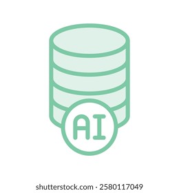 Ai Database duotone line icon, editable vector icon, pixel perfect, illustrator ai file 