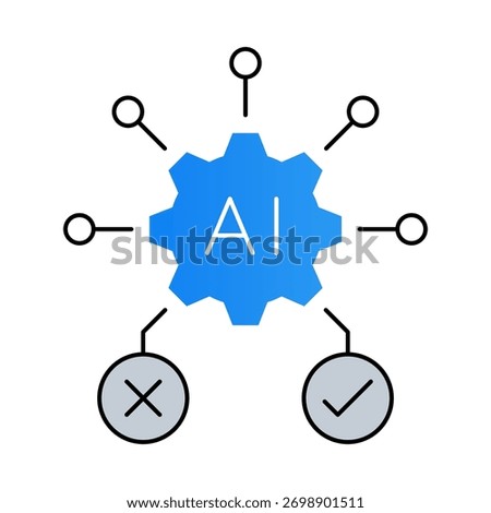 AI Decision Making – Leveraging AI to Make Smarter, Data-Driven Decisions Across Multiple Domains. Vector icons.