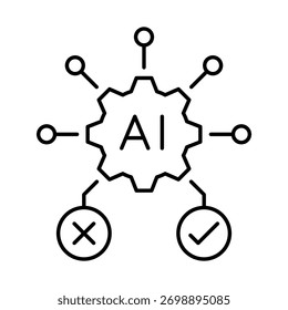 AI Decision Making - Otimizing Decision-Making Processes Using Artificial Intelligence for Smarter, Data-Driven Choices (Tomada de decisões por IA - Otimizando processos de tomada de decisão usando inteligência artificial para escolhas mais inteligentes e orientadas a dados). Vetor editável.