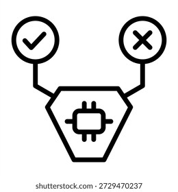 Icono de sistemas de Asistencia de decisiones de IA: estilo de iconos de contorno negro para inteligencia artificial e Tecnología de IA