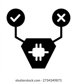 Icono de sistemas de Asistencia de decisión de IA - Iconos de glifo negro sólido para la inteligencia artificial y la Tecnología de IA