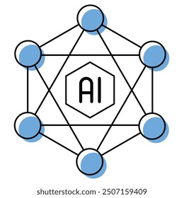 AI Decision Tree Icon with Network Structure.Machine Learning Decision Tree Icon - AI Model Representation