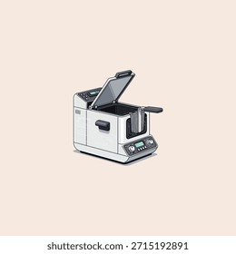 Diseño de Vector plano de icono de freidora profunda AI.