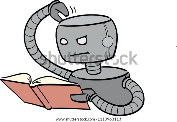 Aiディープラーニング 本から学んだかわいいロボット 機械学習 人工知能分離型ベクターイラスト のベクター画像素材 ロイヤリティフリー