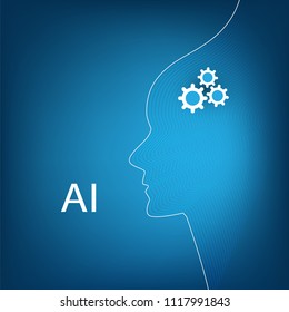 AI, aprendizaje profundo y diseño de conceptos de tecnología futura - Ilustración de vectores