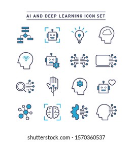 AI AND DEEP LEARNING ICON SET