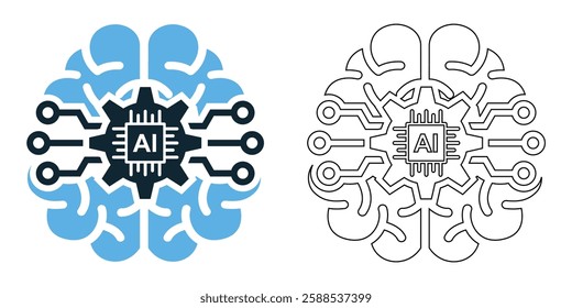 AI deep learning icon vector with a modern and tech inspired design. Perfect for artificial intelligence, neural networks, big data, machine learning, automation, and advanced computing