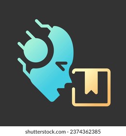 AI liefert Farbverlauf-Glyph-Symbol mit Linie-Kunst für dunkles Thema. Autonome Roboter. Versand per E-Commerce. Automatisierung der Versorgung. Einzige farbige Vektorgrafik für den Nachtmodus. Festes lineares Piktogramm