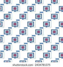 AI Desktop Computer vector Artificial Intelligence concept colored seamless pattern