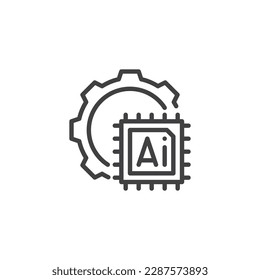 AI development line icon. linear style sign for mobile concept and web design. Artificial intelligence technology outline vector icon. Symbol, logo illustration. Vector graphics