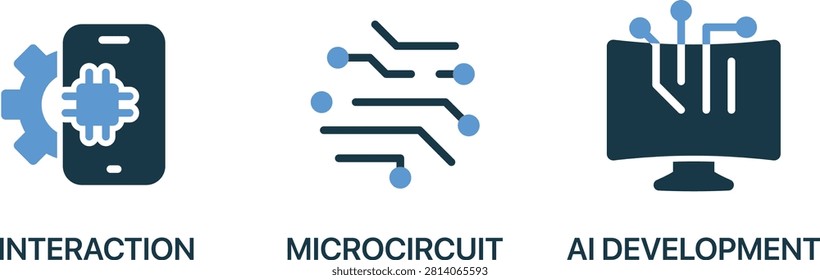 Ai development and microcircuit interaction design vector illustration